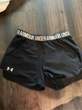 Under Armour Women's Black Athletic Shorts with Branded Waistband